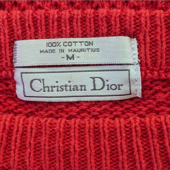 VTG Christian Dior Red White Stripes Sweater M Nautical Prep Coastal Retro Glam - Picture 2 of 9